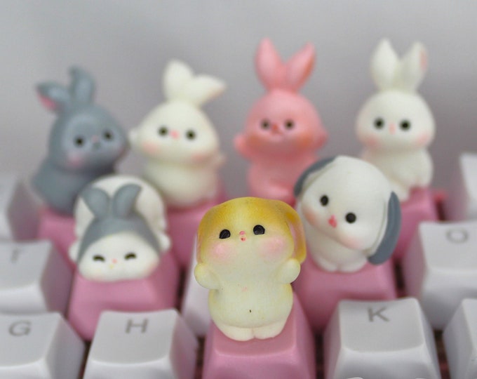 Kawaii Bunny Character Keycaps, animal keycaps, cute keycaps - 1pc