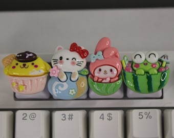 Teclas com personagem de gatinho kawaii, teclas de gatinho de anime, teclas de animais, teclas fofas - 1 unidade