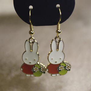 Bunny Earrings, Kawaii Earrings, Mif Character Earrings,Gold Earrings - 1 Pair