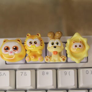 Kawaii Orange Cat Character Keycaps, animal keycaps, cute keycaps, cartoon Garf character - 1pc