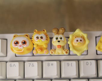 Kawaii Orange Cat Character Keycaps, animal keycaps, cute keycaps, cartoon Garf character - 1pc
