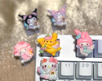 Teclas com personagens kawaii, teclas de flor, teclas de gatinho, teclas de fada, teclas de animais, teclas fofas - 1 unidade