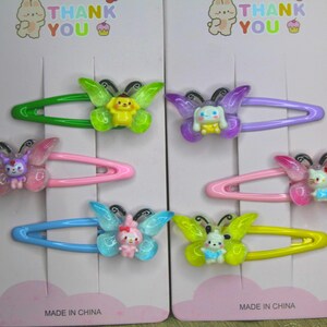 Butterfly Kitty Hair Barrettes, Kitty & Friends Fairy Hair Clips, Animal Hair Clip - 2 PC