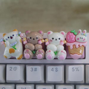 Kawaii Animal Character Keycaps, cute keycaps - 1pc