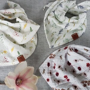 Triangle scarf neckerchief muslin flowers baby toddler
