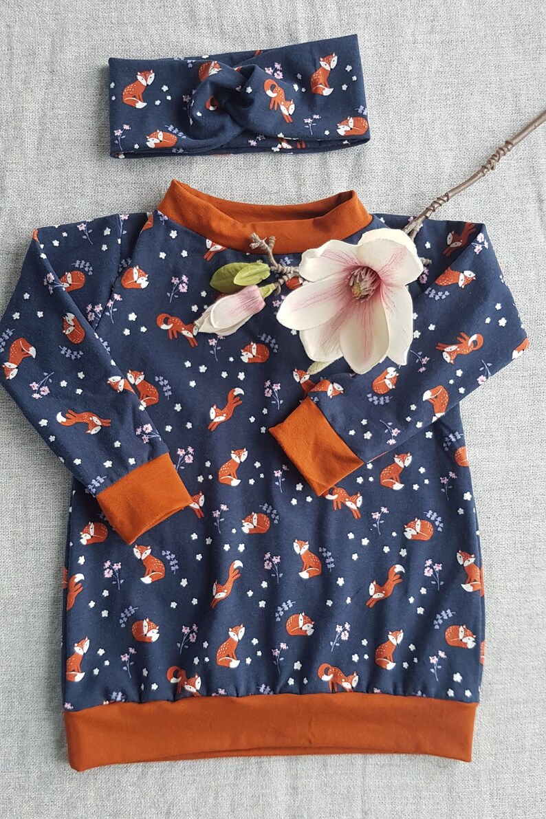 Tunika Kleid Longshirt, Fuchs, Vogel Blume, Flamingo rosa, handgemacht Bild 8