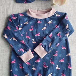 Tunika Kleid Longshirt, Fuchs, Vogel Blume, Flamingo rosa, handgemacht Bild 4