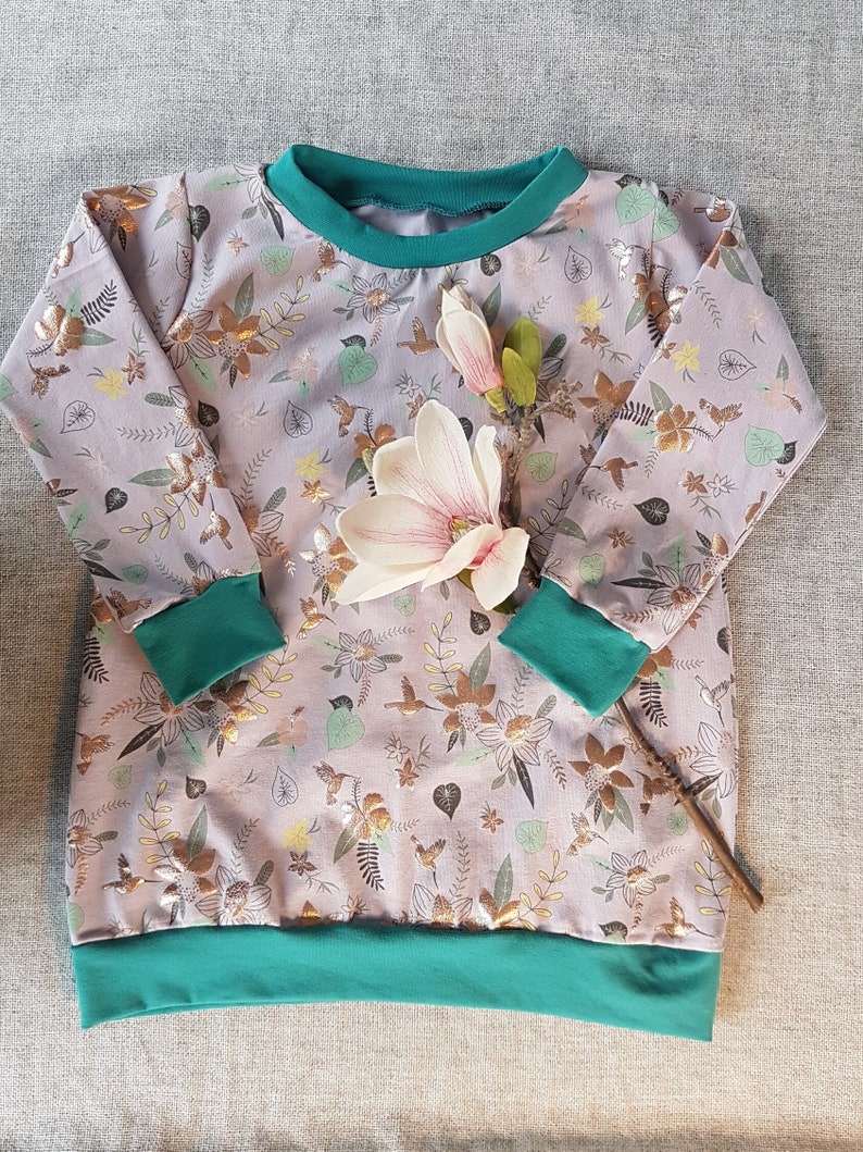 Tunika Kleid Longshirt, Fuchs, Vogel Blume, Flamingo rosa, handgemacht Bild 6