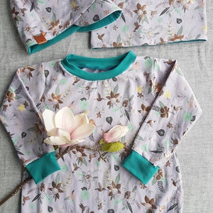 Tunika Kleid Longshirt, Fuchs, Vogel Blume, Flamingo rosa, handgemacht Bild 7