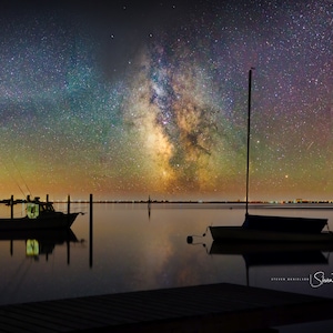 Nighttime Milky Way Photo of Great South Bay from Lonelyville, Fire Island, New York