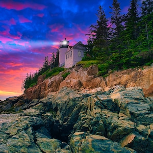 Bass Harbor Lighthouse Print: Acadia National Park Coastal Wall Art