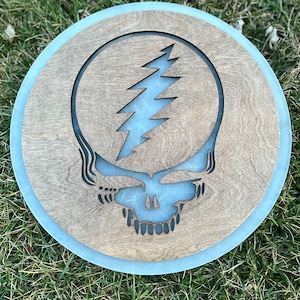 Grateful Dead Wood LED Sign 16”, Goose Band Wall Art, Handmade Wood Wall Decor, Phish Bar Sign, Man Cave LED Sign