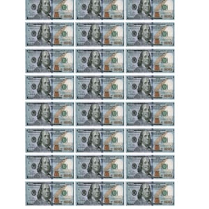 Toppers d’images comestibles personnalisés de billets d’un dollar