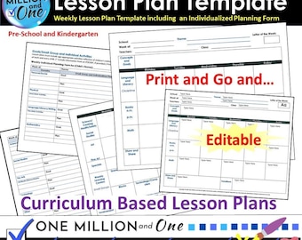 Lesson Plan Template-Editable!-Weekly Curriculum for Pre-K and Kindergarten