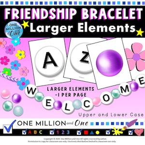 Larger Sized Elements | Friendship Bracelet Bulletin Board Kit | Alphabet Beads | Classroom Decorations | Wall Hanging-Photo Booth-Signs