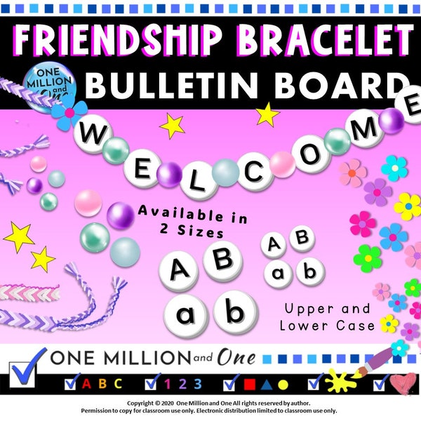 Friendship Bracelet Bulletin Board Kit | Alphabet Beads | Classroom Decorations | Bulletin Board BORDERS