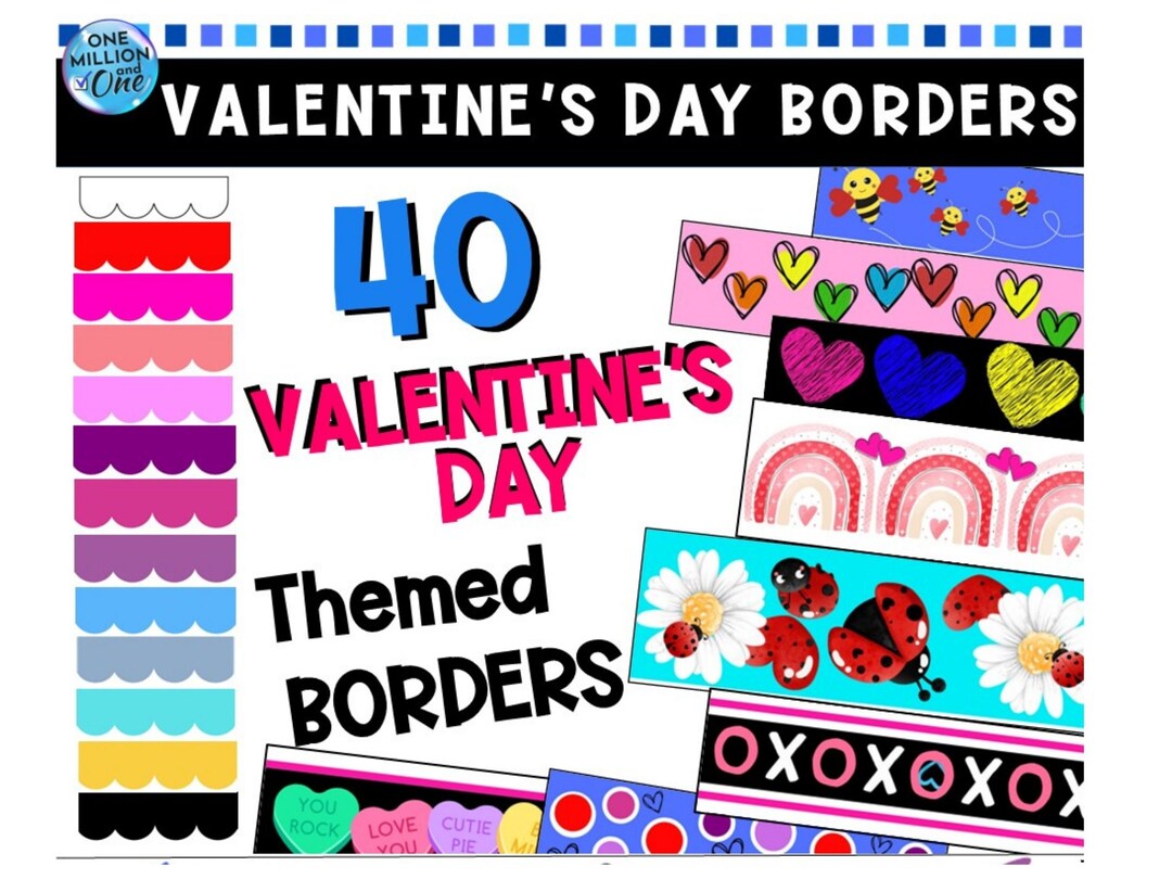 Valentine's Day Borders Bulletin Board Borders Printable Set Classroom