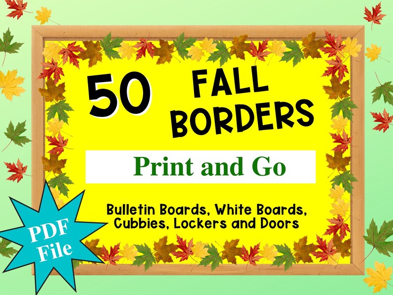 FALL BORDERS Bulletin Board Borders Printable Set 50 Etsy