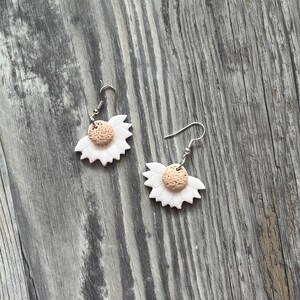 White Half Flower Earrings