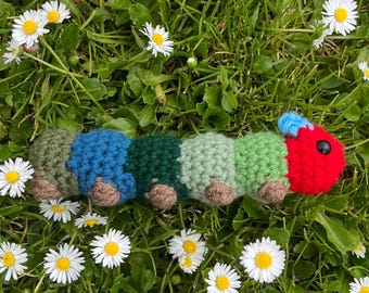 The Very Hungry Caterpillar Crochet Plushie | Handmade Amigurumi Caterpillar Whimsical Toy Decor | Made to Order
