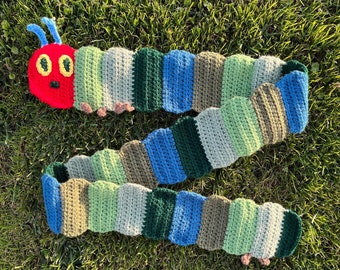 The Very Hungry Caterpillar Crochet Scarf | Handmade Crochet Scarf for Story Time Fun Teachers Gift | Made to Order