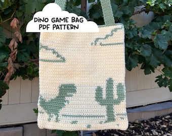 Patrón de bolsa de juego de dinosaurios - Descarga instantánea en PDF / Patrón de crochet digital