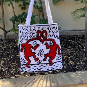Keith Haring &quot;Heart of Heads&quot; Crochet Bag and Tapestry Pattern - PDF download | Crochet Pattern ONLY