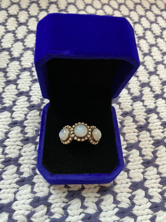 Genuine Moonstone Ring, Trinity Moonstone Ring, V… - image 1