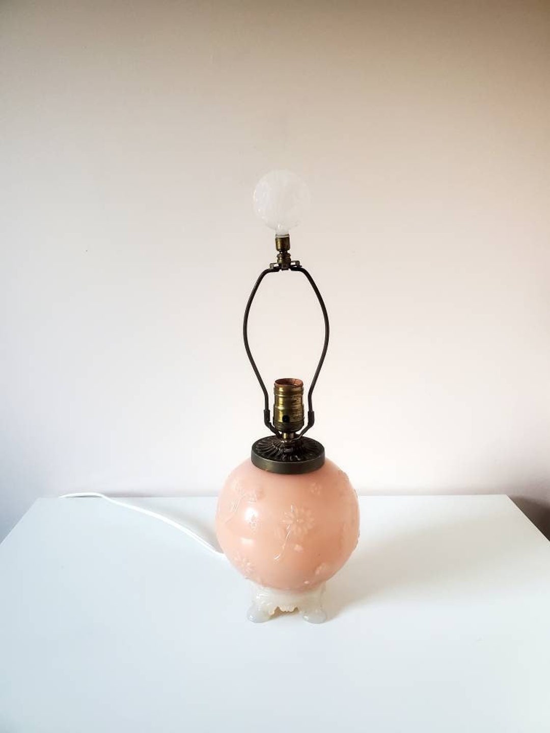 Vintage Glass Aladdin Pink Lamp Top & Bottom Lights, Vintage Pink Lamp