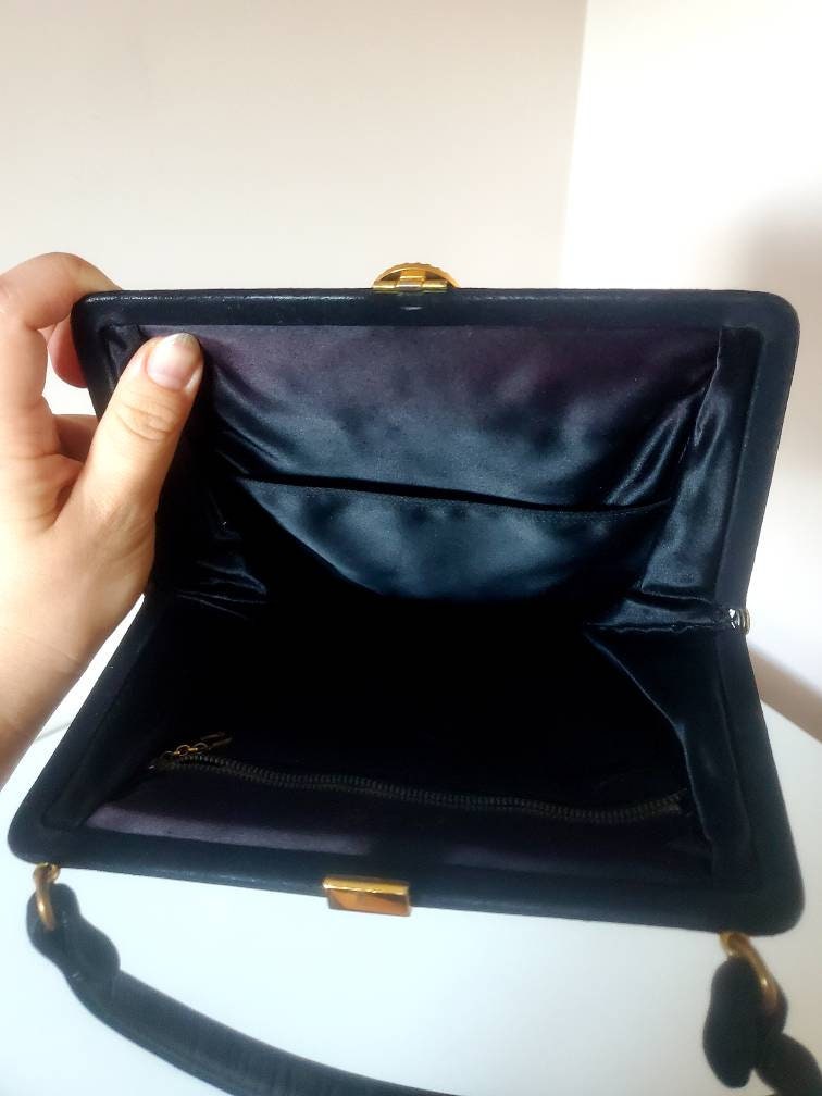 Luxurious Suede Coblentz Black Handbag Audrey Hepburn Bag 