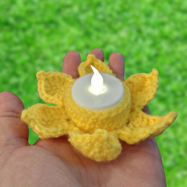 Daffodil Tea Light Holder Crochet Pattern