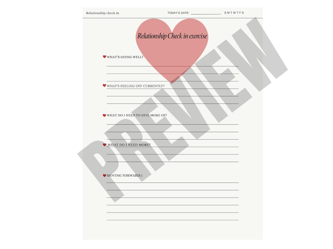 Relationship Check in Worksheet Printable | Couples Communication ...