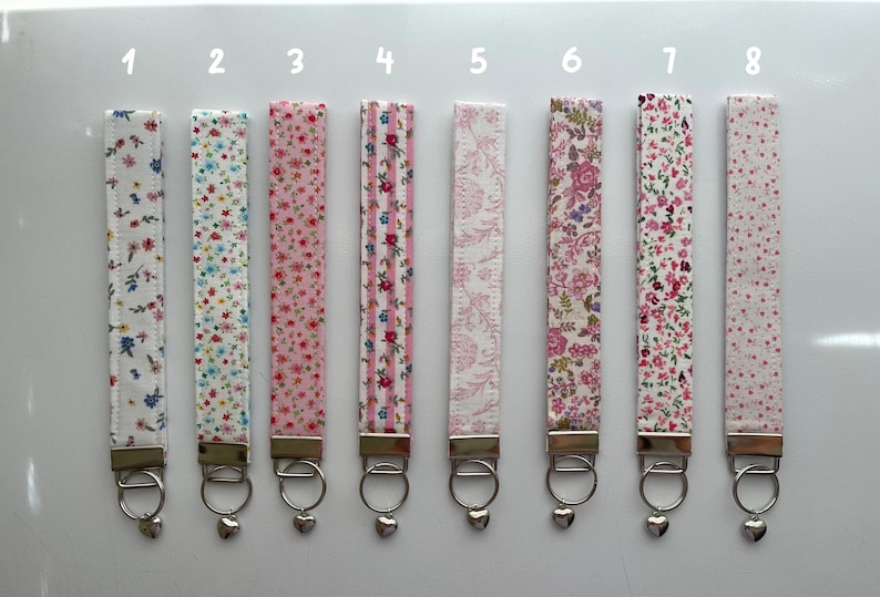 Floral Fabric Wristlet Keychain With Heart Charm - Etsy