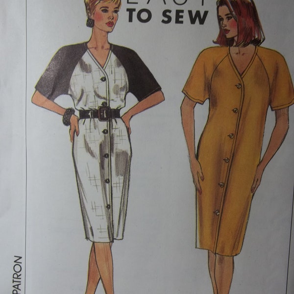 Simplicity 9614, Easy, dress, pattern, 6-14, 16-24, misses, plus size, straight, tapered, raglan sleeves, below the knee, short sleeves