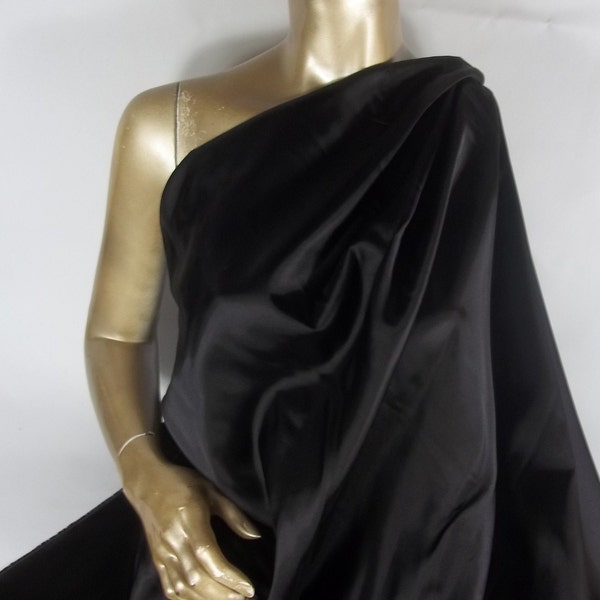 Poly rayon lining, fabric, black, apparel, coat, jacket lining, silky satin, polyester , material, cloth, width 44", priced per yard.