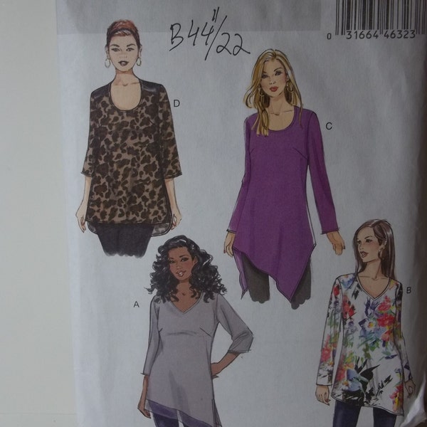 Butterick B6263, tunic, women, sewing pattern, 18W-24W, 26W-32W, plus size, pullover tunic, close-fit at bust, asymmetric, shaped hem line,