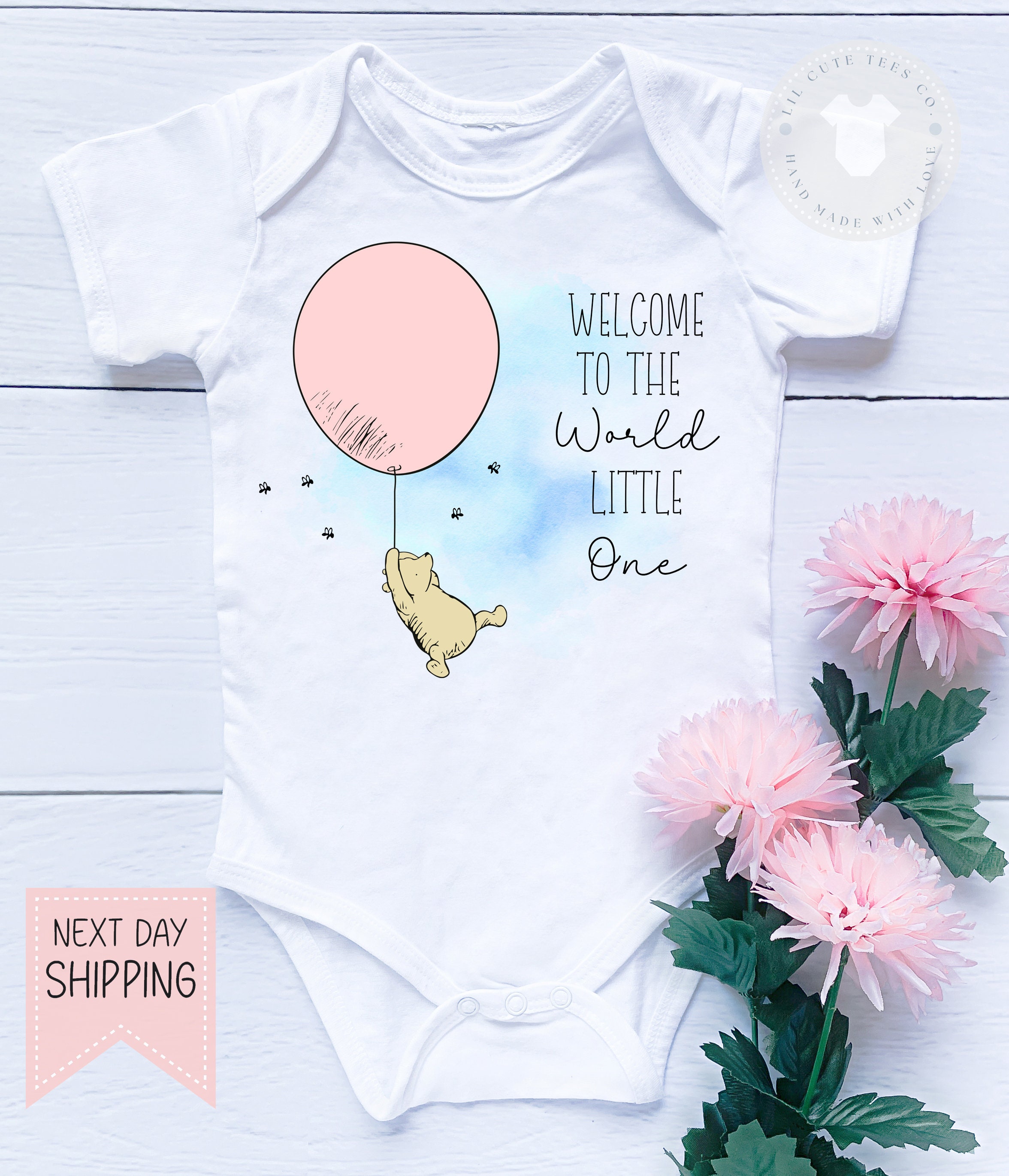 Discover Super Cute Baby Girl Classic Winnie the Pooh bear Bodysuit,  Cute baby gift ,  Baby Shower Gift ,  Ships next day