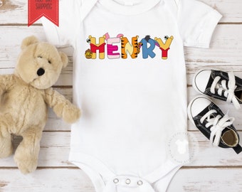 Super Cute Personalized Pooh Bear  Bodysuit ,  Cute baby gift ,  Baby Shower Gift , Ships next day