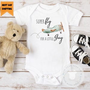 Super Cute Super Fly for a Little Guy Airplane Baby Bodysuit,  Cute baby gift ,  Baby Shower Gift , Ships next day