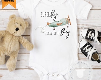 Super Cute Super Fly for a Little Guy Airplane Baby Bodysuit,  Cute baby gift ,  Baby Shower Gift , Ships next day