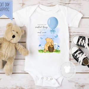 Classic Winnie the Pooh bear baby boy bodysuit  ,  Cute baby gift ,  Baby  Shower Gift , Ships next day