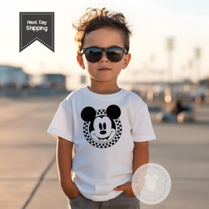 Super Cute Mickey Checkered Classic Mickey Tee shirt, cute boys or girls retro Mickey T Shirt , Ships next day