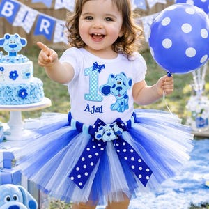 blue dress for baby girl Blues Clues overalls- Blues Clues outfit-Blues Clues birthday shirt-Bl –  Pink Toes & Hair Bows main image 0
