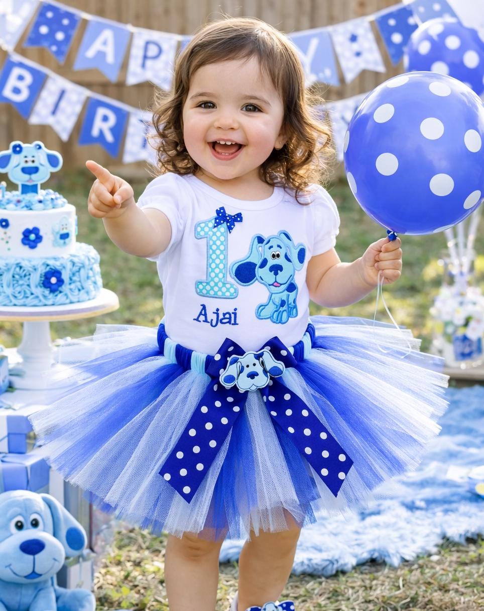 open lace back dress Blues Clues tutu set-Blues clues outfit-Blues Clues birthday-Blues Clu –  Pink Toes & Hair Bows main image 1