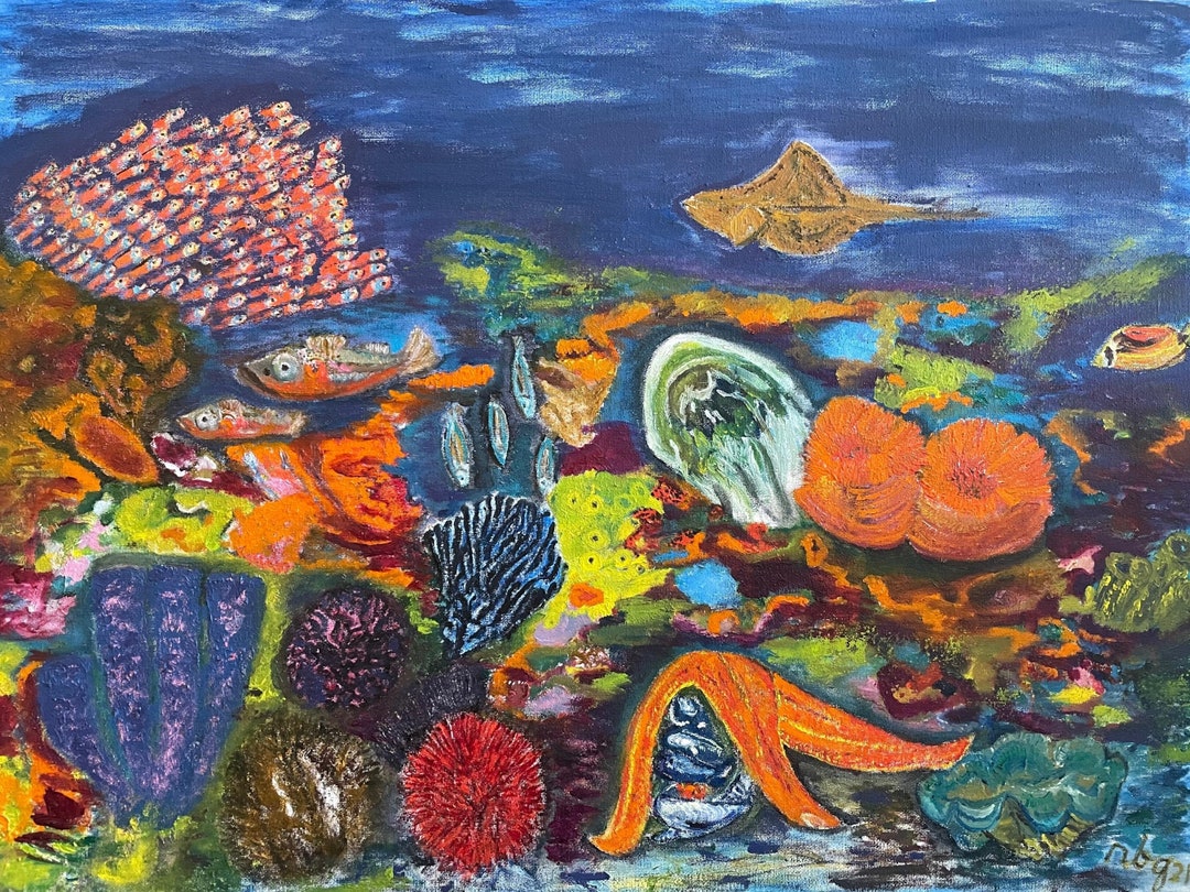 Coral Reef Oil Painting Sea Animals Oil Painting Oil in Etsy