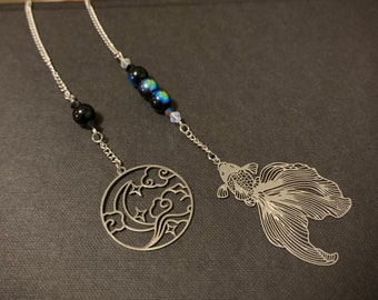 Silver Fish & Moon Chain Bookmark