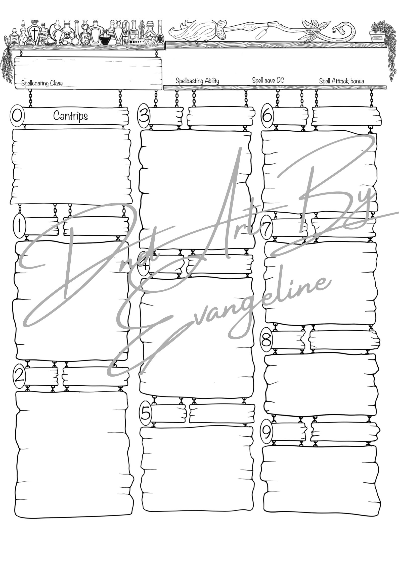 D&amp;D Character Creator Sheet Potions Design - Etsy
