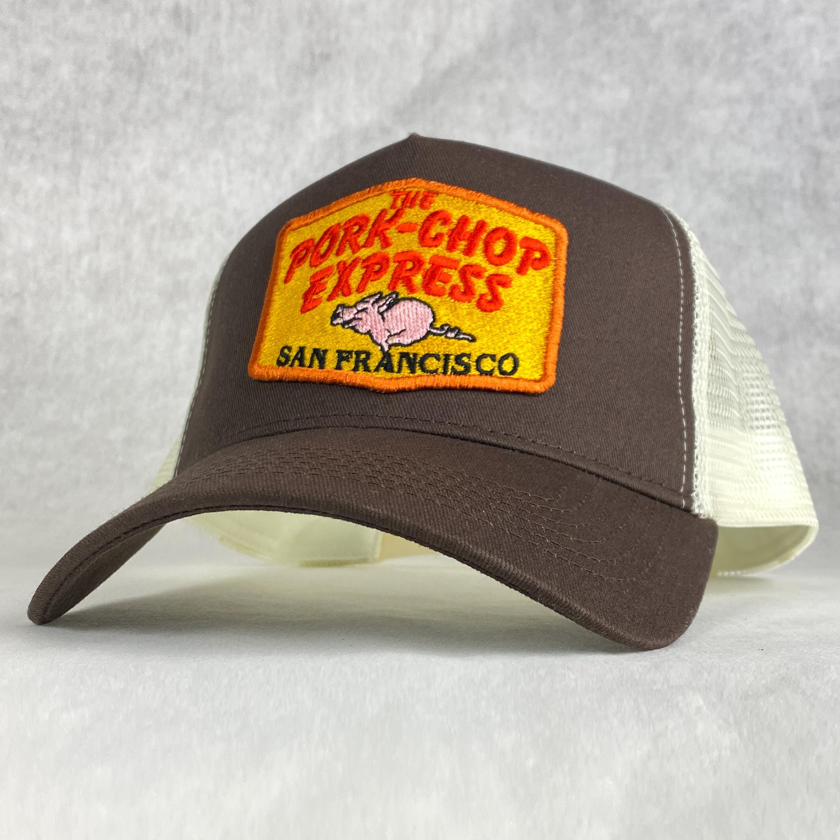 The Pork Chop Express hat embroidered retro trucker cap inspired by Big Trouble in Little China cool gift for film movie merchandise - Brown