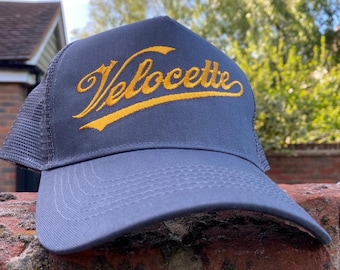 Embroidered Velocette Motorcycle Retro Trucker Hat.