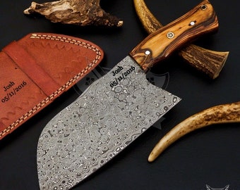 Chef Cleaver Chopper Kitchen Butcher Full Tang Handmade Damascus Steel Chef Knife Wenge Wood Curved Handle Gift Outdoor Chop Knife 2022